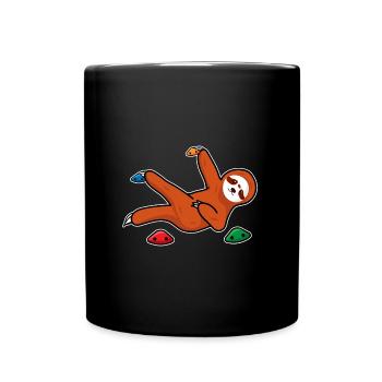 Boulder gift sloth on climber climbing wall - Full Colour Mug - black - Front