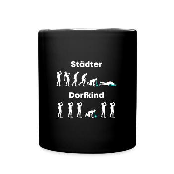 Stadt Dorf Stadtkind vs. Dorfkind Saufen Säufer - Tasse einfarbig - Schwarz - Vorne