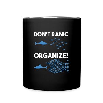 Don't panic organize shoal of shark fish - Full Colour Mug - black - Front