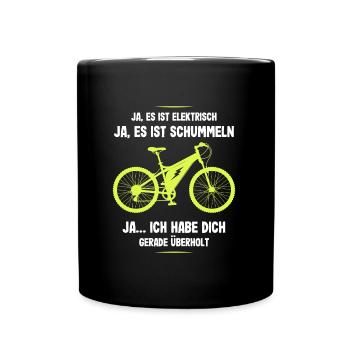 E-Bike Ich habe Dich Überholt Biker Fahrrad - Tasse einfarbig - Schwarz - Vorne