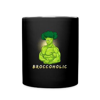 Broccoholic Vegan Brokkoli - Tasse einfarbig - Schwarz - Vorne