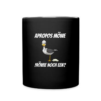Apropos Möwe Möwie noch een? Plattdeutsch Vintage - Tasse einfarbig - Schwarz - Vorne