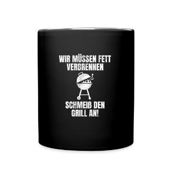 We need to burn fat. Put the grill on - Full Colour Mug - black - Front