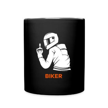 Biker Motorradfahrer Motorrad Motorradfahren Bike - Tasse einfarbig - Schwarz - Vorne