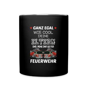 Coole Eltern Feuerwehr Feuerwehrmann Feuerwehrauto - Tasse einfarbig - Schwarz - Vorne