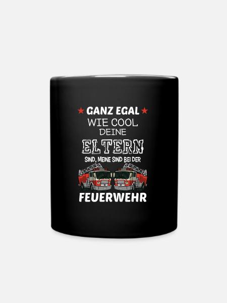 Coole Eltern Feuerwehr Feuerwehrmann Feuerwehrauto - Tasse einfarbig - Schwarz