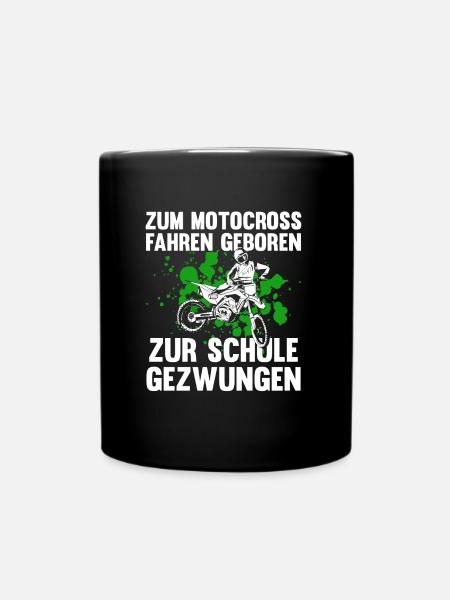 Motocross Fahren zur Schule Gezwungen Biker - Tasse einfarbig - Schwarz