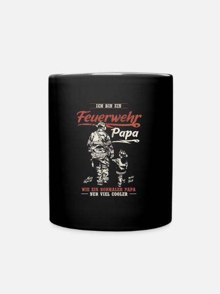 Feuerwehr Papa Feuerwehrmann Firefighter Vatertag - Tasse einfarbig - Schwarz