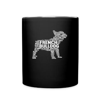 Chien Frenchie drôle de personnage de bouledogue français - Mug uni - noir - Devant