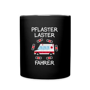 Pflaster Laster Fahrer Sanitäter Notarzt Rettungsd - Tasse einfarbig - Schwarz - Vorne