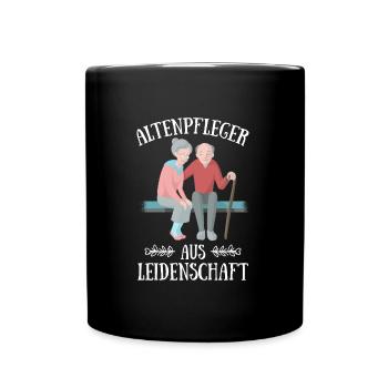 Altenpfleger aus Leidenschaft Pflegekraft Pflege G - Tasse einfarbig - Schwarz - Vorne
