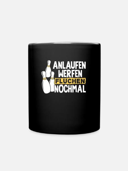 Bowling Kegeln Anlaufen Werfen Fluchen Nochmal Bow - Tasse einfarbig - Schwarz