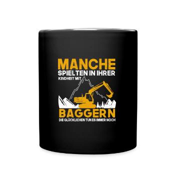 Bagger Kindheit Baggerfahrer - Tasse einfarbig - Schwarz - Vorne