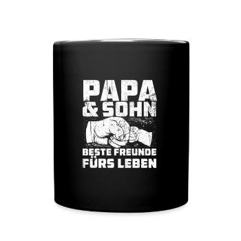 Papa und Sohn beste Freunde - Tasse einfarbig - Schwarz - Vorne