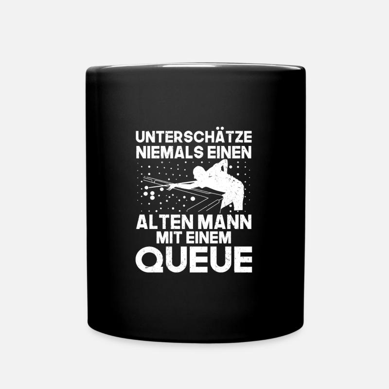 Billard alter Mann Queue - Tasse einfarbig - Schwarz