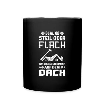 Lustiges Dachdecker Zimmermann Spengler Geschenk - Tasse einfarbig - Schwarz - Vorne
