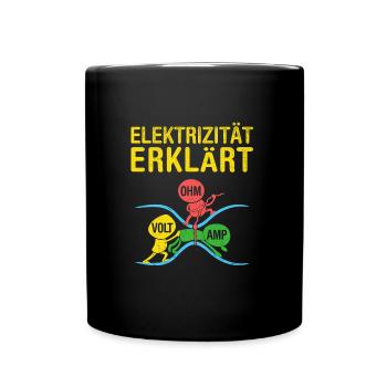 Elektriker Elekrizität Erklärt Ohm Volt Amp - Tasse einfarbig - Schwarz - Vorne