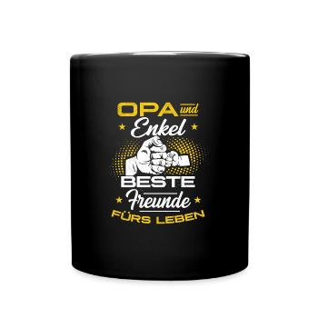 Opa Und Enkel Beste Freunde Fürs Leben - Tasse einfarbig - Schwarz - Vorne