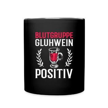 Blutgruppe Glühwein Positiv Weihnachtsdesign - Tasse einfarbig - Schwarz - Vorne
