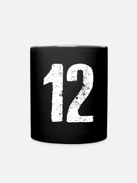 12 Zahl Vintage - Tasse einfarbig - Schwarz