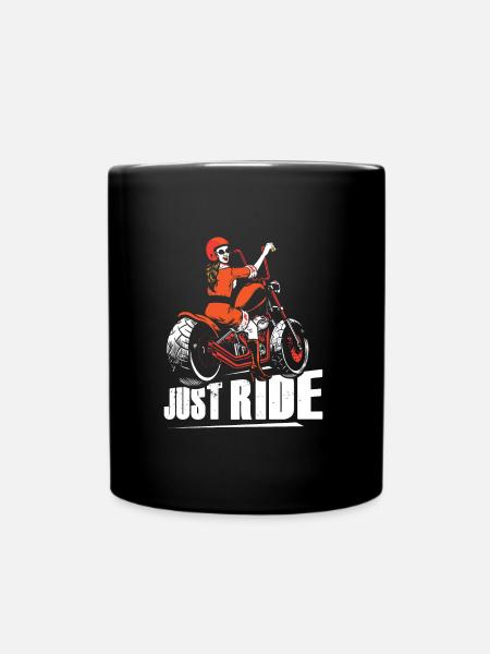 Motorrad Frau - Tasse einfarbig - Schwarz