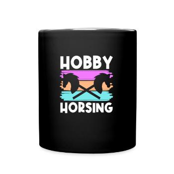 Hobby Horse Retro Grafik Steckenpferde Reiten Tren - Tasse einfarbig - Schwarz - Vorne