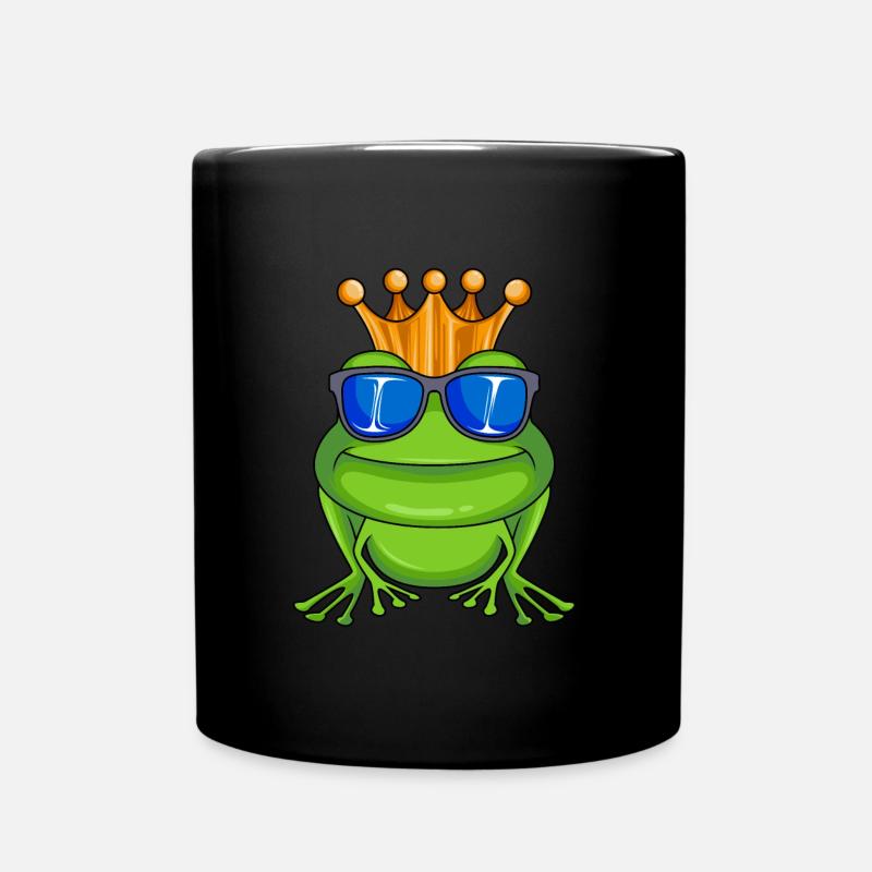 Frosch mit Krone und Sonnenbrille König - Tasse einfarbig - Schwarz