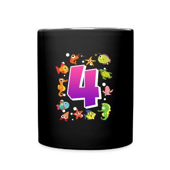 4th birthday girl 4 years - Full Colour Mug - black - Front