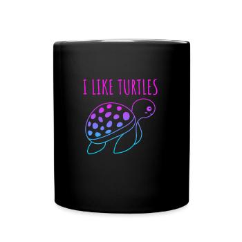 I like Turtle's cute turtle - Full Colour Mug - black - Front