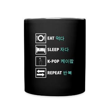 K-Pop Korean Pop Music Korean Letters - Full Colour Mug - black - Front