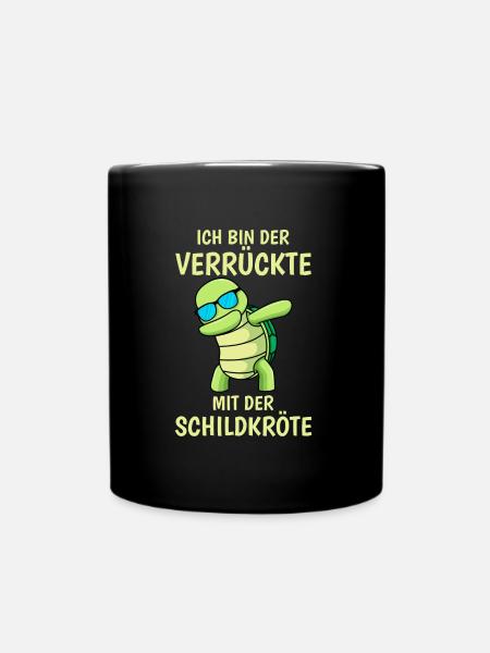 Verrückte mit der Schildkröte Herren - Tasse einfarbig - Schwarz