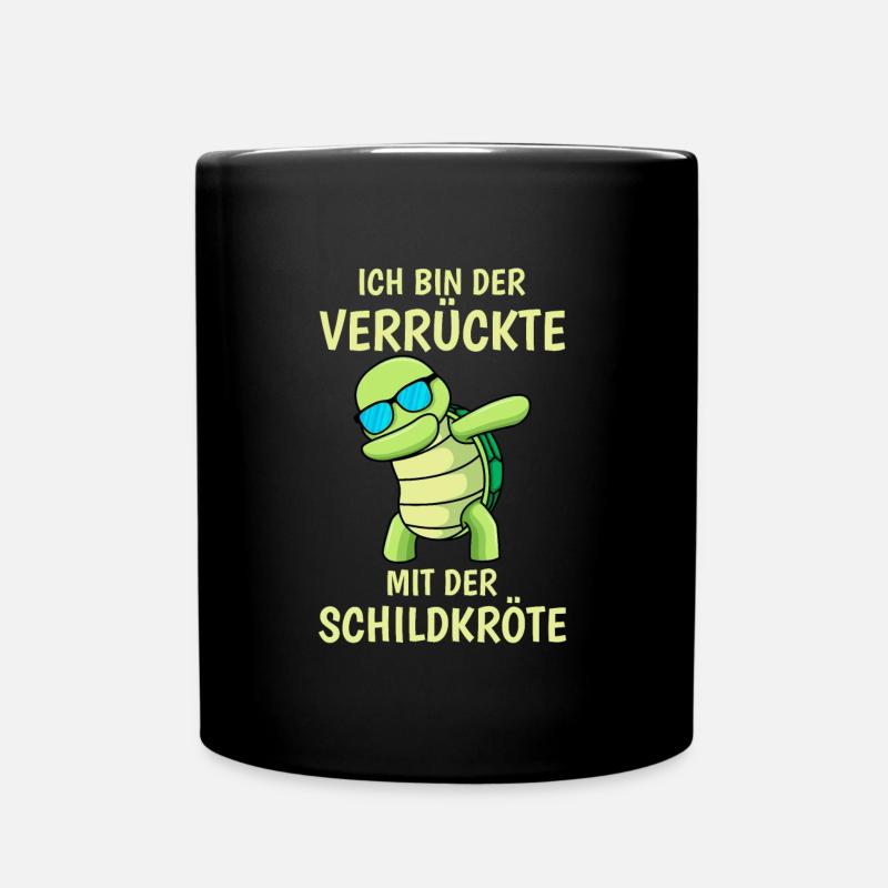 Verrückte mit der Schildkröte Herren - Tasse einfarbig - Schwarz