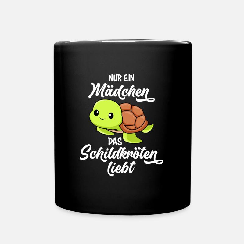 Mädchen das Schildkröten liebt Kinder Mädchen - Tasse einfarbig - Schwarz