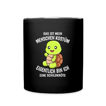 Menschen Kostüm ich bin eine Schildkröte - Tasse einfarbig - Schwarz - Vorne