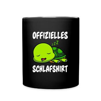 Offizielles Schildkröten Schlafshirt Schlaf - Tasse einfarbig - Schwarz - Vorne