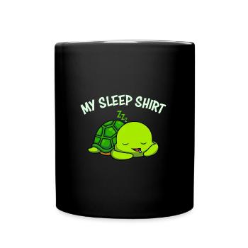 Mein Schildkröten Schlafshirt - Tasse einfarbig - Schwarz - Vorne
