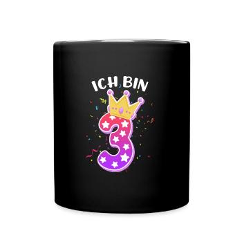 Ich bin 3 Jahre 3. Geburtstag Mädchen - Tasse einfarbig - Schwarz - Vorne