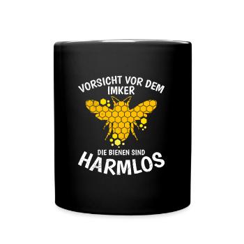 Bienen sind harmlos Vorsicht vor dem Imker - Tasse einfarbig - Schwarz - Vorne