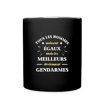 hommes égaux gendarmes humour gendarme cadeau - Mug uni - noir - Devant