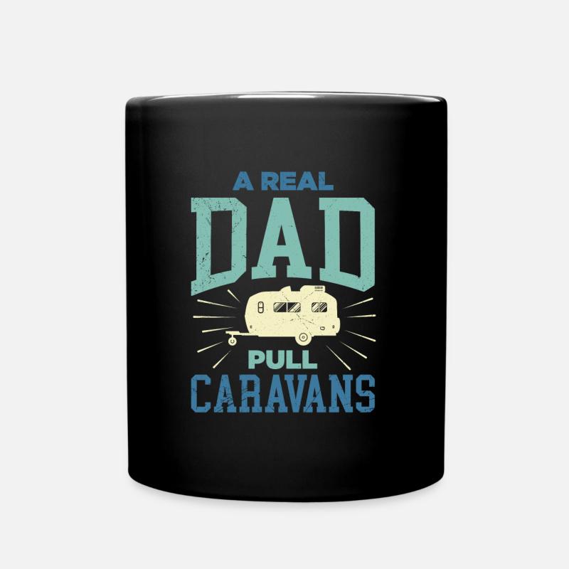 Ein echter Papa zieht Wohnwagen Camper Wohnwagen - Tasse einfarbig - Schwarz