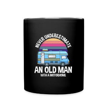 Old Man with Motorhome Papa Grandpa Pensioner Camper - Full Colour Mug - black - Front