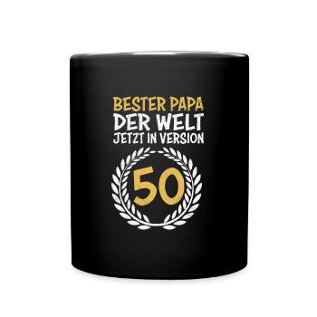 Bester Papa der Welt Papa Geburtstag 50 Jahre - Tasse einfarbig - Schwarz - Vorne