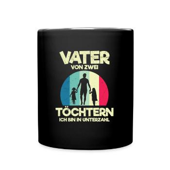 Papa 2 Kinder Papa 2 Töchter - Tasse einfarbig - Schwarz - Vorne