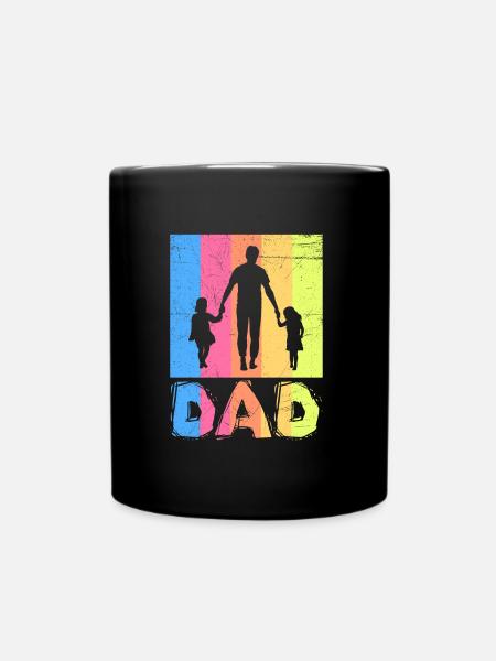 Papa 2 fois 2 enfants Père 2 filles Papa 2 fils - Mug uni - noir