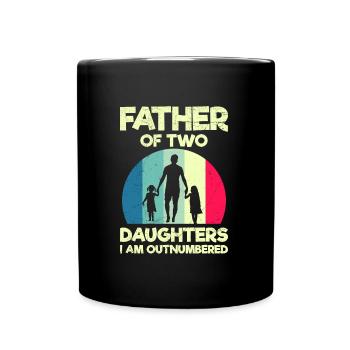 Papa 2 Kinder Papa 2 Töchter - Tasse einfarbig - Schwarz - Vorne