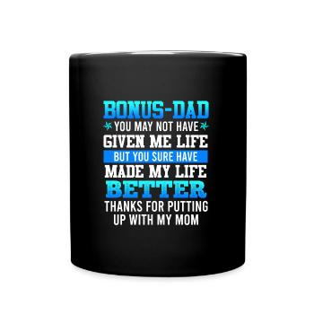 Danke Bonus-dad Stiefvater Dankbarkeit Patchwork - Tasse einfarbig - Schwarz - Vorne