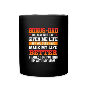 Danke Bonus-dad Stiefvater Dankbarkeit Patchwork - Tasse einfarbig - Schwarz - Vorne