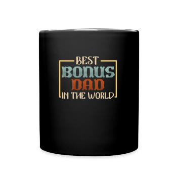 Bester Bonus Papa der Welt Stiefvater - Tasse einfarbig - Schwarz - Vorne