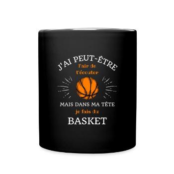 dans ma tete basket humour basketball cadeau ado - Mug uni - noir - Devant