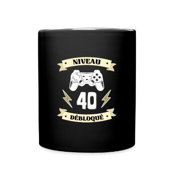 niveau 40 débloqué humoue anniversaire 40 ans - Mug uni - noir - Devant